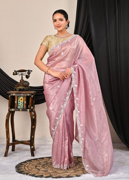 Crush Saree With Sequin Work