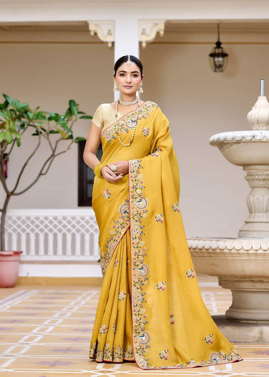 Tissue Zari Saree With Fancy Border