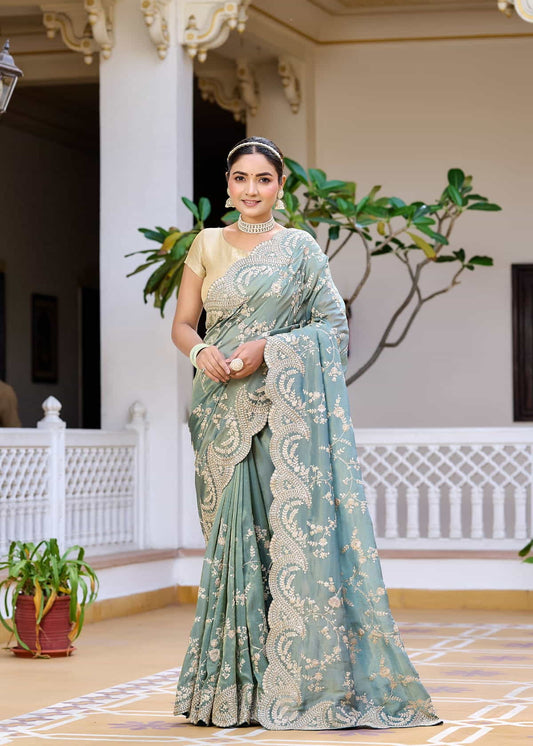 Ethereal Cosmos Saree in Serene Blue
