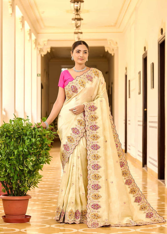 Regal Tissue Zari Saree with Patchwork Embellishments