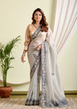 Elegant Grey & Silver HO Saree – A Perfect Harmony of Tradition and Trend