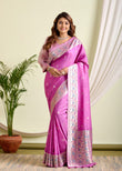 Magenta Cosmos Silk Saree – A Splash of Radiance and Regal Charm