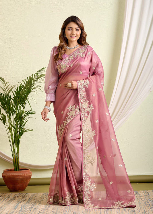 Rosewood Pink Crush Saree – Delicately Elegant, Gracefully Grand