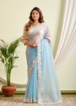 Glass Tissue Saree – A Symphony of Sheer Grace and Embroidery Elegance