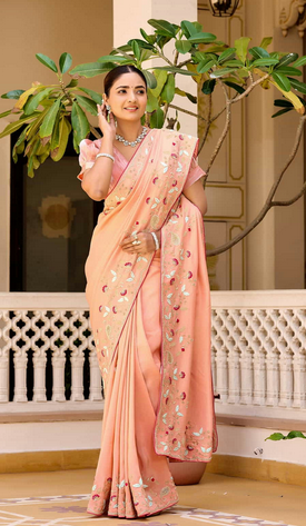 Cosmos Saree with Handcrafted zardozi work